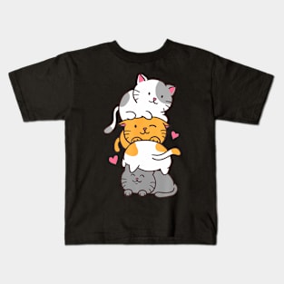 Cat Cats Cute Kitty Pile Anime Kawaii Neko Kids T-Shirt